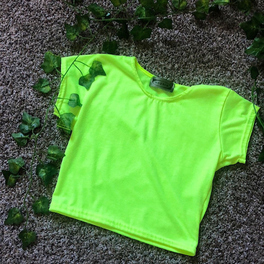 Neon Green Cropped Tight Tee Shirt